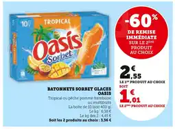 Super U OASIS BATONNETS SORBET GLACES offre