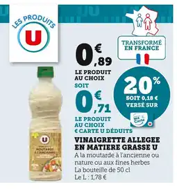 Super U U Vinaigrette allégée en matière grasse offre