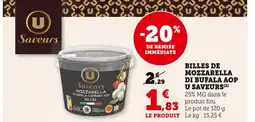 Super U U SAVEURS Billes de mozzarella di bufala AOP offre