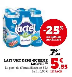 Super U LACTEL Lait UHT demi-écrémé offre
