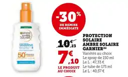 Super U Garnier Protection solaire ambre solaire offre
