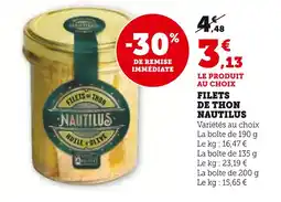 Super U NAUTILUS Filets de thon offre