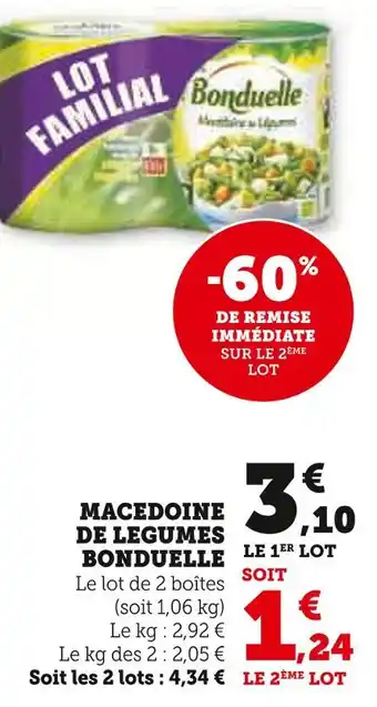 Super U BONDUELLE Legumes cuisson vapeur offre