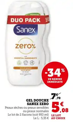 Super U SANEX Gel douche zero offre