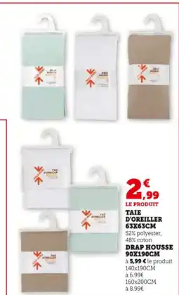 Super U Taie d'oreiller 63x63cm offre