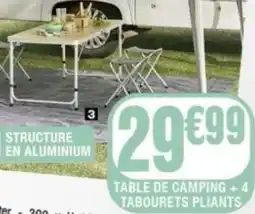 La Foir'Fouille Table de camping +4 tabourets pliants offre