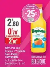 G20 Tropicana - 100% pur jus orange récolte sans pulpe offre