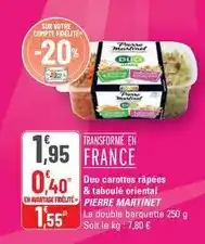 G20 Pierre martinet - duo carottes râpées & taboulé oriental offre