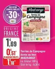 G20 Madrange - terrine de campagne dorée au four offre