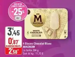 G20 Magnum - 4 glaces chocolat blanc offre