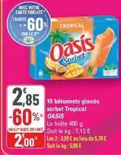 G20 Oasis - 10 bâtonnets glacés sorbet tropical offre