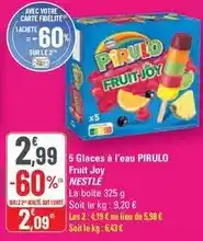 G20 Nestlé - 5 glaces à l'eau pirulo fruit joy offre