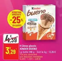 G20 Kinder - 4 cônes glacés bueno offre
