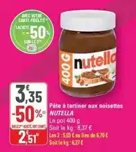 G20 Nutella - pâte à tartiner aux noisettes offre