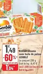 G20 Gerblé - biscuit sésame sans huile de palme offre