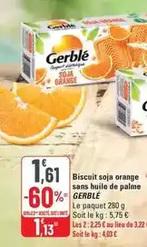 G20 Gerblé - biscuit soja orange sans huile de palme offre