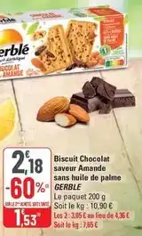 G20 Gerblé - biscuit chocolat saveur amande sans huile de palme offre