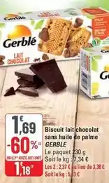 G20 Gerblé - biscuit lait chocolat sans huile de palme offre