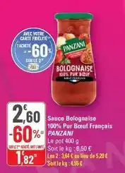 G20 Panzani - sauce bolognaise 100% pur bœuf français offre