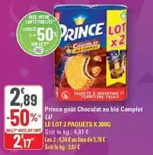 G20 Prince - prince goût chocolat au blé complet offre