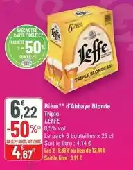 G20 Leffe - bière d'abbaye blonde triple offre