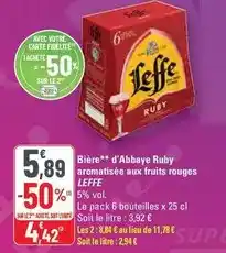 G20 Leffe - bière d'abbaye ruby aromatisée aux fruits rouges offre
