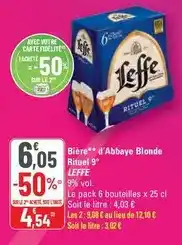 G20 Leffe - bière d'abbaye blonde rituel 9° offre