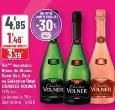 G20 Charles volner - vin mousseux blanc de blancs demi-sec, brut os sélection rosé offre