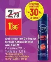G20 Nivea men - anti-transpirant dry impact formula antibactérienne offre