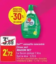 G20 Maison net - gel vaisselle concentré citron vert offre