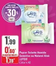 G20 Lotus - papier toilette humide sensitive ou natural aloé offre