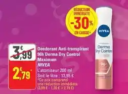 G20 Nivea - déodorant anti-transpirant derma dry control maximum offre