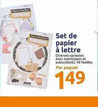 Action Set De Papier A Lettre offre