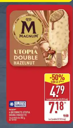 ALDI MAGNUM 4 bâtonnets utopia double noisette offre