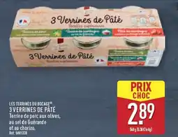 ALDI LES TERRINES DU BOCAGE 3 verrines de paté offre