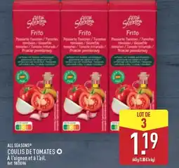 ALDI ALL SEASONS Coulis de tomates offre