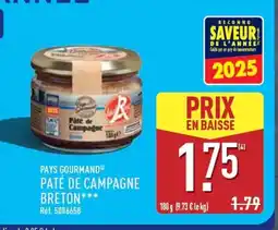 ALDI PAYS GOURMAND Paté de campagne breton offre