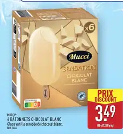 ALDI MUCCI 6 bâtonnets chocolat blanc offre