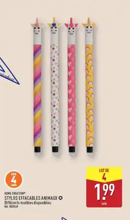 ALDI HOME CREATION Stylos effacables animaux offre