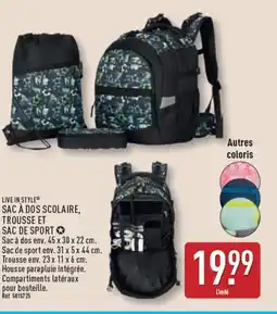 ALDI LIVE IN STYLE Sac à dos scolaire, trousse et sac de sport offre