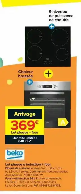 Castorama Lot Plaque à Induction + Four Beko offre