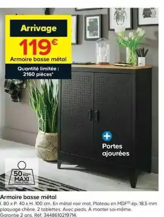 Castorama Armoire Basse Métal offre