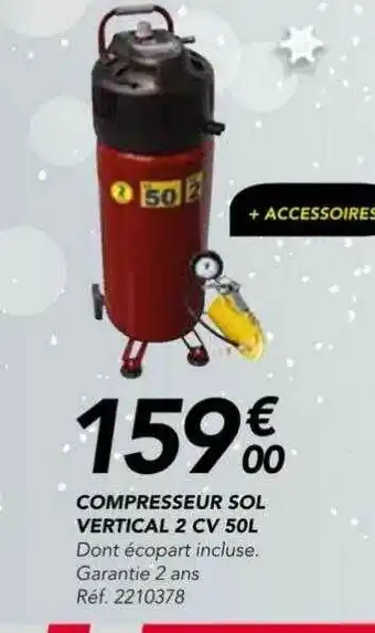 Les Briconautes Compresseur Sol Vertical 2 Cv 50l offre