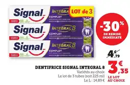 Bi1 SIGNAL Dentifrice integral 8 offre