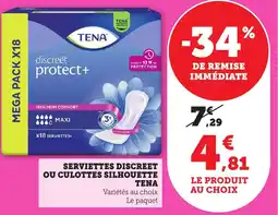 Bi1 TENA Serviettes discreet ou culottes silhouette offre