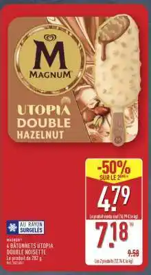 ALDI MAGNUM 4 BÂTONNETS UTOPIA DOUBLE NOISETTE offre