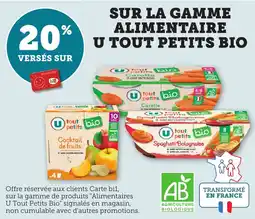 Bi1 U Sur la gamme alimentaire tout petits bio offre