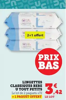 Bi1 Lingettes classiques bebe u tout petits offre