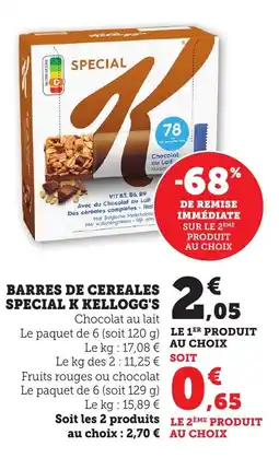 Bi1 KELLOGG'S Barres de cereales special k offre