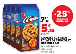 Bi1 LU Cookies aux gros eclats de chocolat granola offre